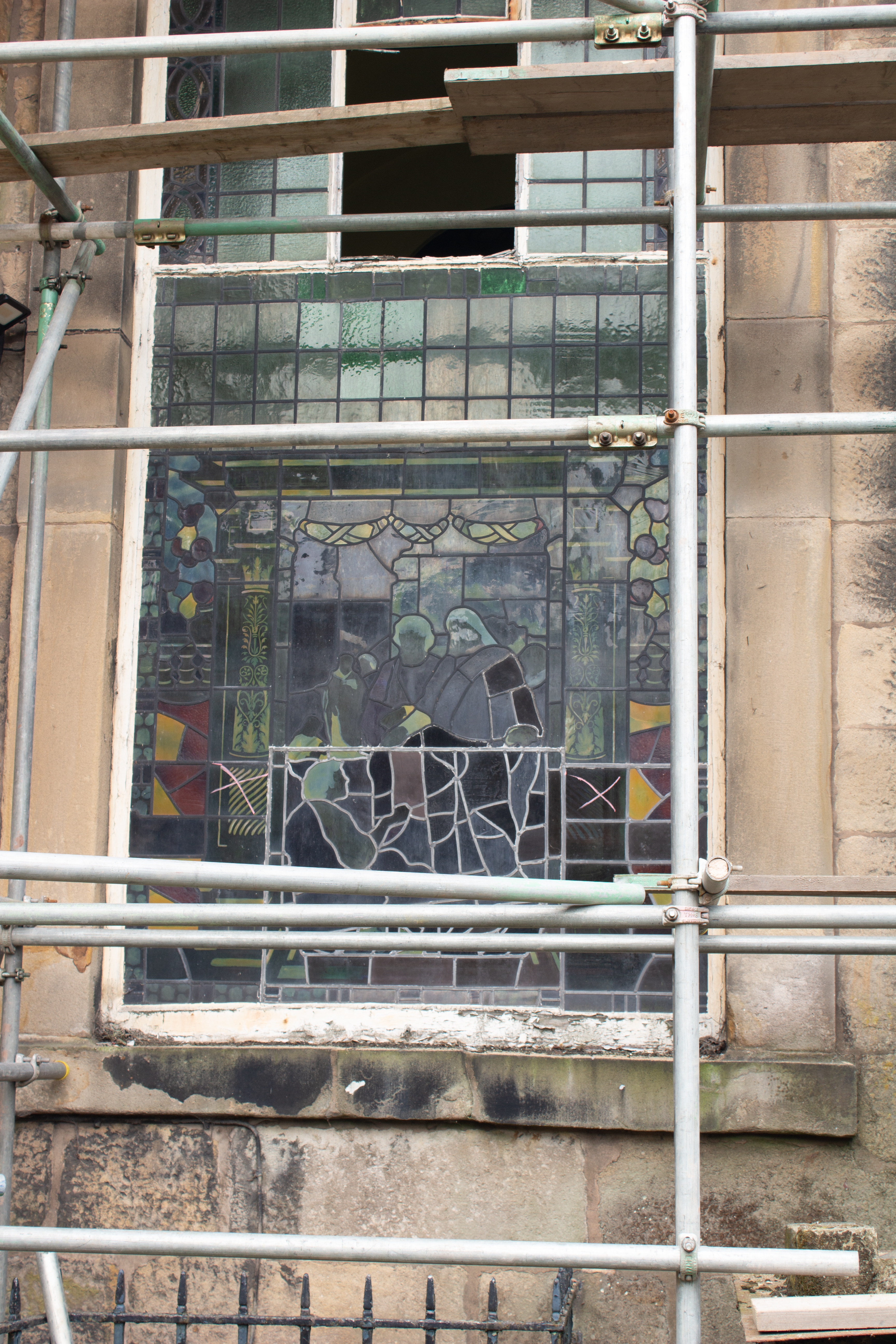 Scaffolding outside St.Johns Lancaster.